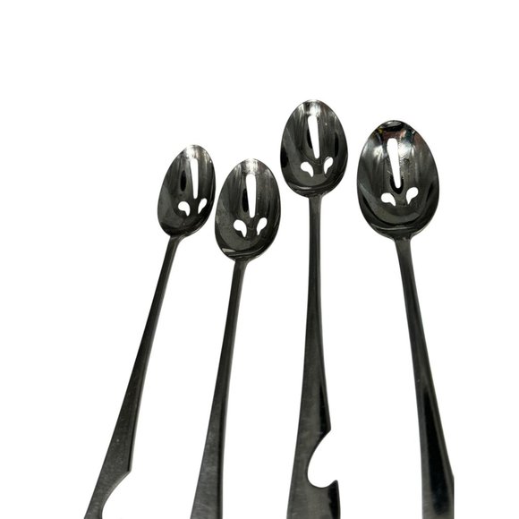 Stainless Steel Slotted Cocktail/Appetizer Spoons With Bottle Opener Handle Set - Picture 5 of 10
